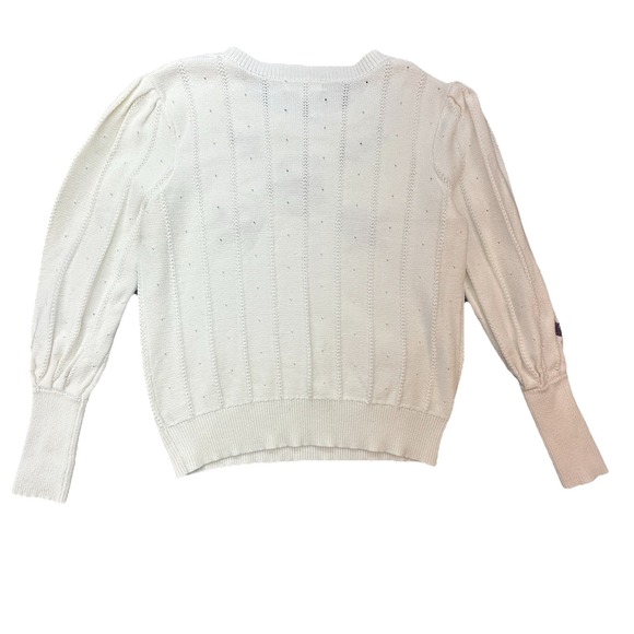 KUT from the Kloth‎ Embroidered Floral Sweater White Purple Cotton Knit L - Picture 3 of 9